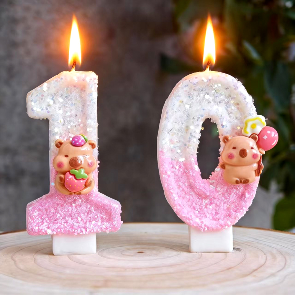 Unity Candle Set - Urocza Świeczka Kapibara 0-9 Numer Ozdoba