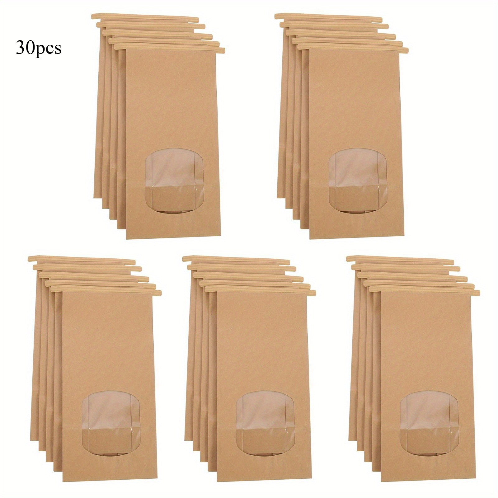 Wedding Supply Company - 30 brązowych papierowych torebek z okienkiem