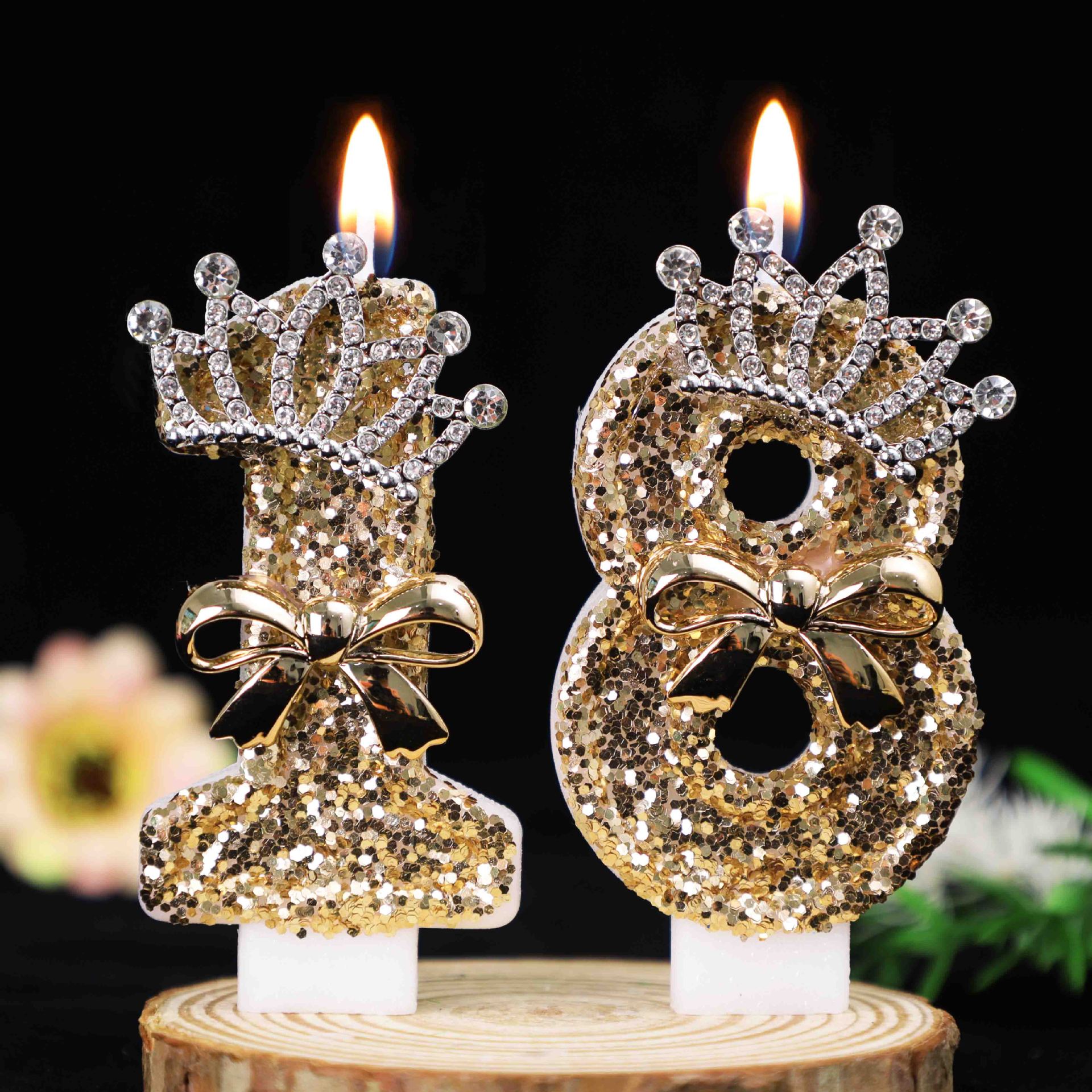 Unity Candle Set - Świeczki urodzinowe z cyframi 0-9, złote,