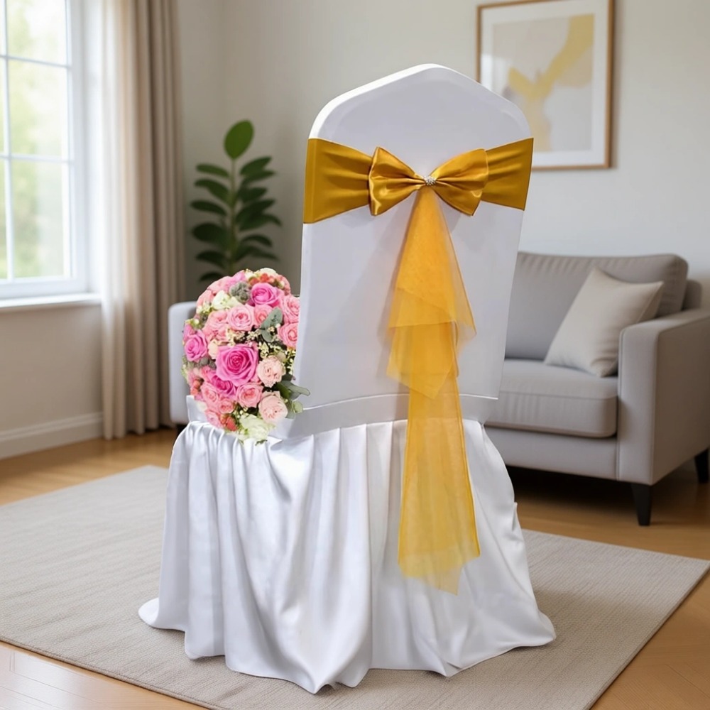 Chair Sash Organza - Klasyczne europejskie ozdobne szarfy na krzesła