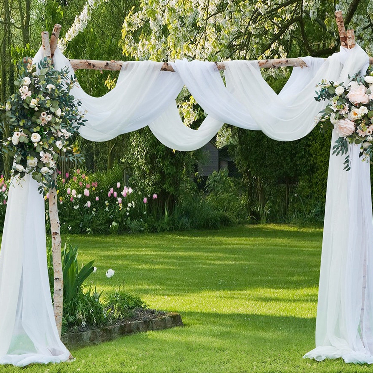 Chair Sash Organza - Ślubna organza tiulowa przędza kryształowa przezroczysta