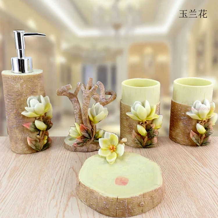 Wedding Bathroom Supply Kit - 5 szt./zestaw Żywiczne Akcesoria Łazienkowe Zestaw