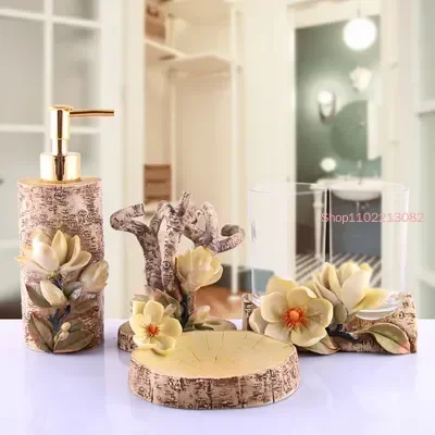 Wedding Bathroom Supply Kit - Akcesoria łazienkowe Pięcioczęściowy zestaw Szklany kubek