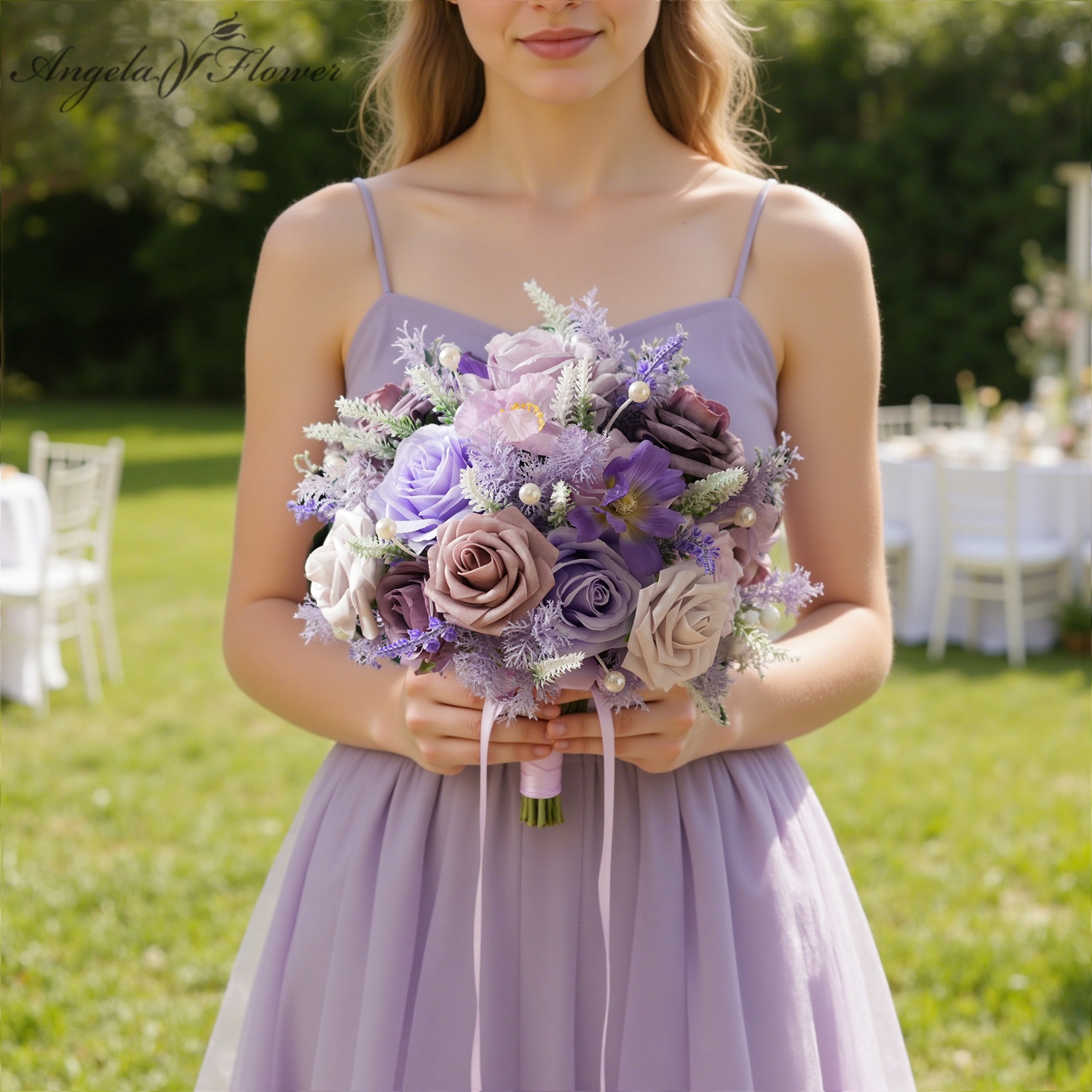 Wedding Event Supply - Angela Flower Sztuczne Romantyczne Róże Tło
