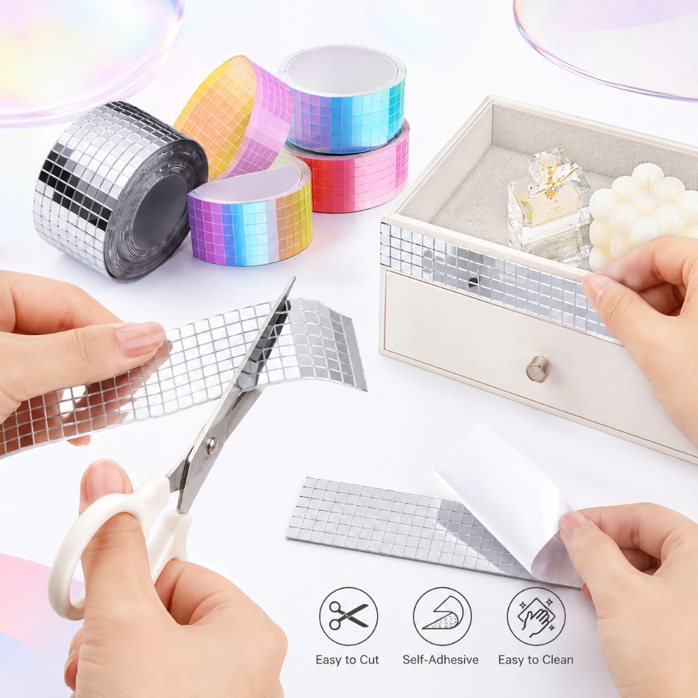 Wedding Bathroom Supply Kit - Mini kwadratowe mozaiki z lusterek, samoprzylepne,