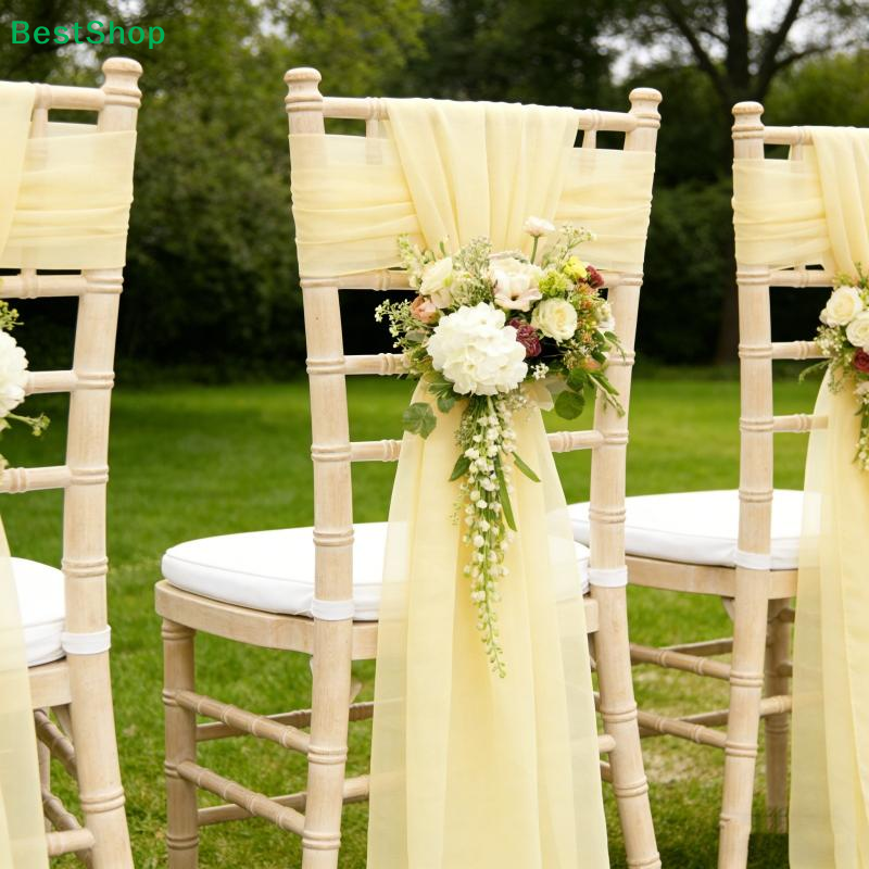 20*275cm Ślubna Ozdoba na Krze – Chair Sash Organza recenzja i cena