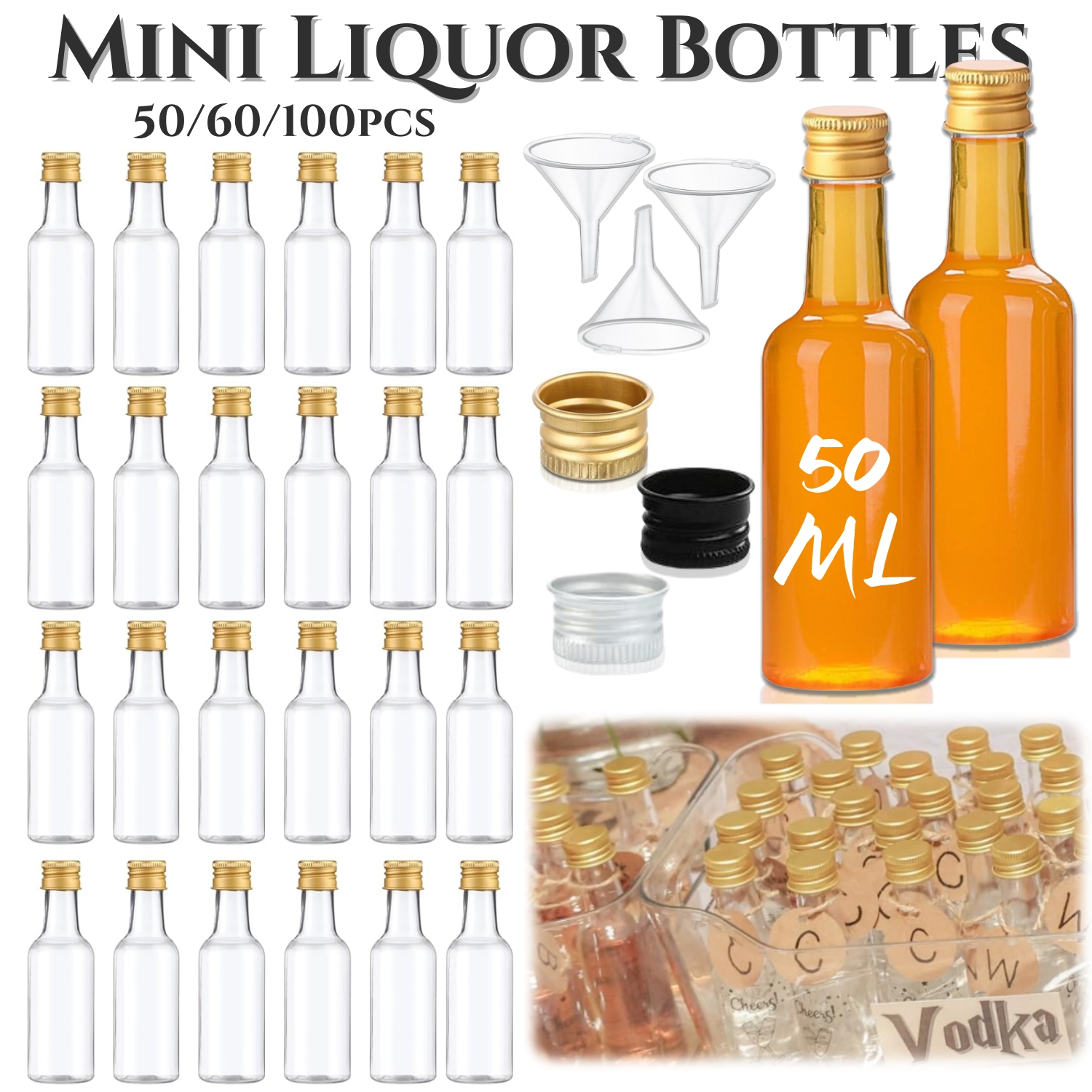 50-100 szt. Mini butelki na al – Wedding Alcohol Supply recenzja i cena