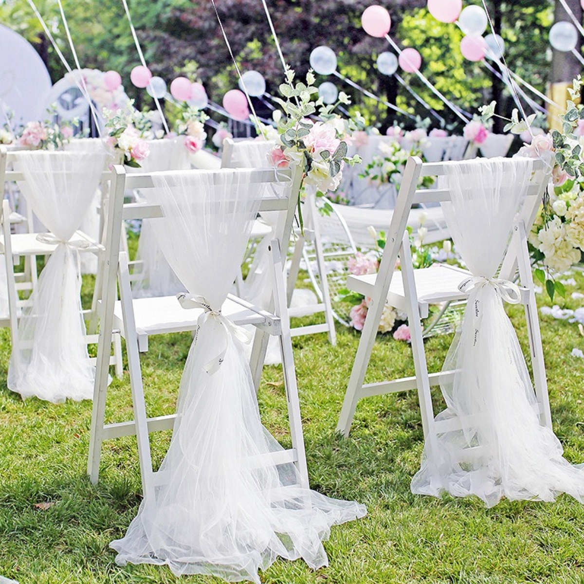 Biała dekoracja ślubna tiulowa – Chair Sash Organza recenzja i cena